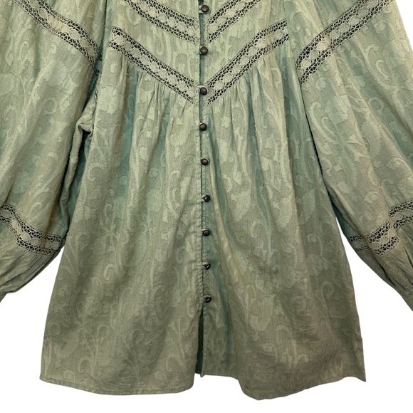 Anthropologie Top Blouse Women's S Harmony Sage Lace Peasant Cottage Feminine - Picture 6 of 15